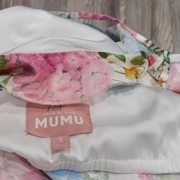 Show Me Your Mumu The  Romance Ruffle Ivory Botanical Floral Maxi Dress Size S - Picture 14 of 15